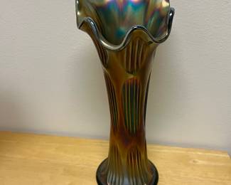 Vintage Fenton Diamond & Rib Swung Carnival Glass Vase