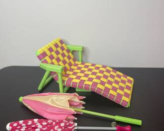 American Girl lounge chair & umbrellas