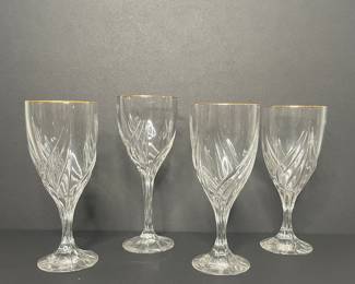 Lenox Debut Gold cut crystal goblets vintage
