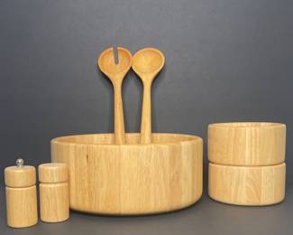 Crate & Barrel wood salad set