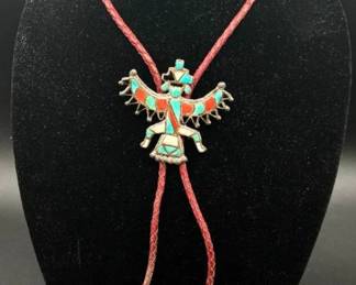 Knifewing Multi Stone .925 Sterling Silver Bolo Tie