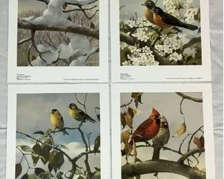 The Seasons by Mario Fernandez- Includes: Winter-Chickadees, Spring-Robins, Summer-Gold Finches, Fall-Cardinals