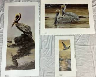 Birds of the Shore - Trio of Prints featuring Mario Fernandez (The Lone Flight, Solitaire, and Sunset Fishermen)
