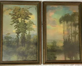 Pair of Framed Vintage Landscape Prints by R. Atkinson Fox