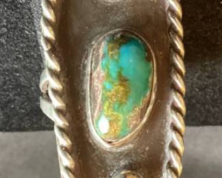 Shadow Box Turquoise .925 Sterling Silver Ring - Size 7.5