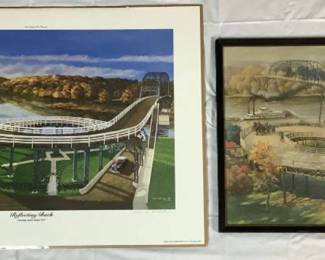 Hastings Bundle: Includes Framed Vintage Print of the Old Spiral Bridge by Edward Brewer and Unframed Print "Reflecting Back(The Hastings Spiral Bridge - 1935)