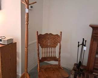 COAT RACK, COUNTRY STYLE CHAIR 1 OF 2