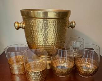 Brass Ice Bucket and glasses