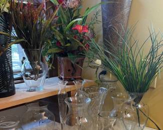 Silk Flower Arrangements and Clear Vases