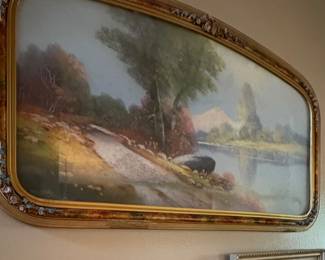 antique pastel landscape painting