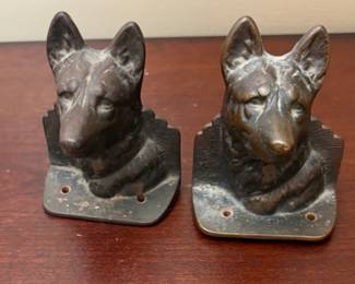 cast iron or bronze German Shepherd Bookends
