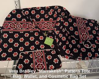 Vera Bradley "Marrakesh" Pattern Tote Bag, Wallet and Cosmetic Bag set 