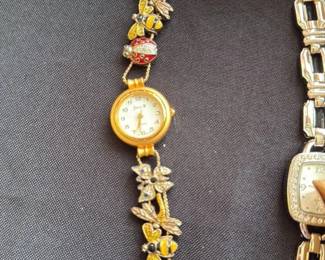 Enamel and Crystal Ladybug, Bee and Butterfly Charm Watch
