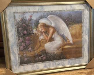 Angel with Roses Framed Print 