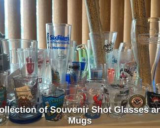 Collection of Souvenir Shot Glasses and Mugs 