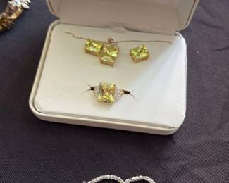 JCPenney Cubic Zirconia Pendant and Earrings Set with Sterling Silver Necklace 