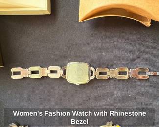 Women's Fashion Watch with Rhinestone Bezel 