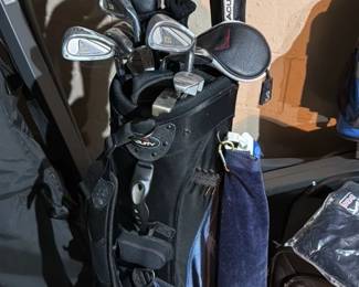 Assorted Golf Clubs and Golf Bag