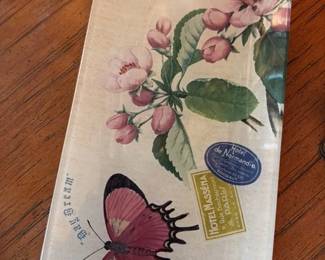 Decorative Glass Tray with Floral and Butterfly Motif 