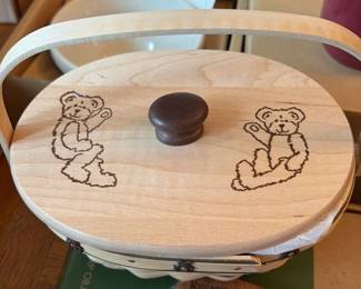 Vintage Teddy  Bear Sewing Basket 