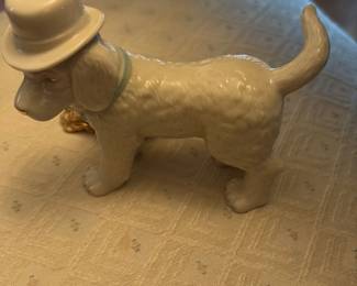 Ceramic Dog Figurine with Top Hat and Bowtie
