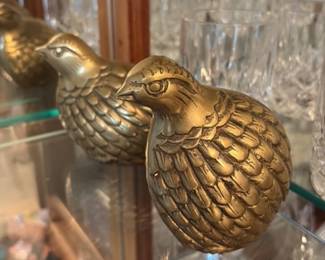 Vintage Brass Quail Figurines 