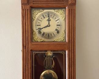 Oak Grandfather Clock with Brass Pendulum 