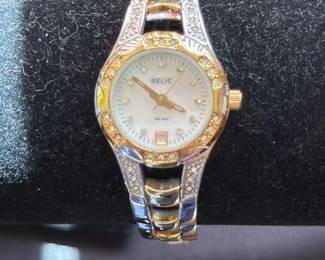 Relic Two Tone Women's Watch with Crystal Accents 