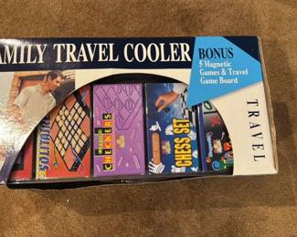 Family Travel Cooler with 5 Magnetic Games 