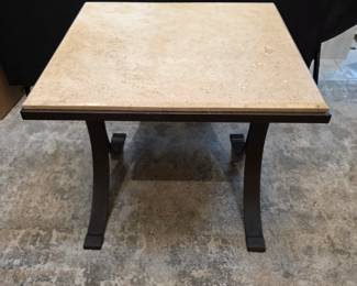 Side table, Marble top metal base.