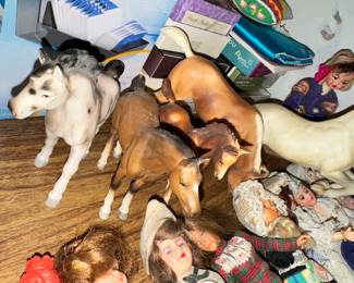 plastic toy horses, waiting to be adopted