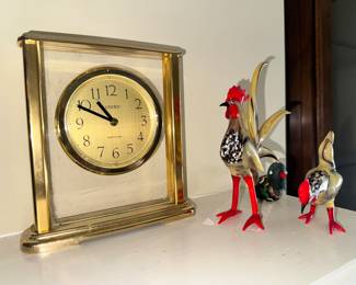 Murano Roosters and Clock