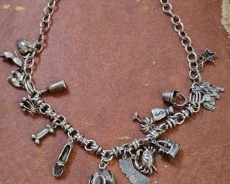 Awesome heavy vintage southwestern charm necklace 