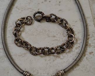 Lagos caviar necklace and David Yurman chain bracelet 