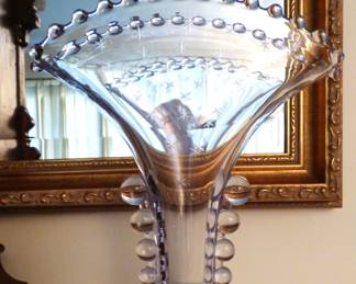 One of a Pair of Candlewick Fan Vases with Etching