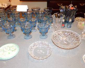 Fenton Opalescent Blue Vase, Gorham Crystal Items