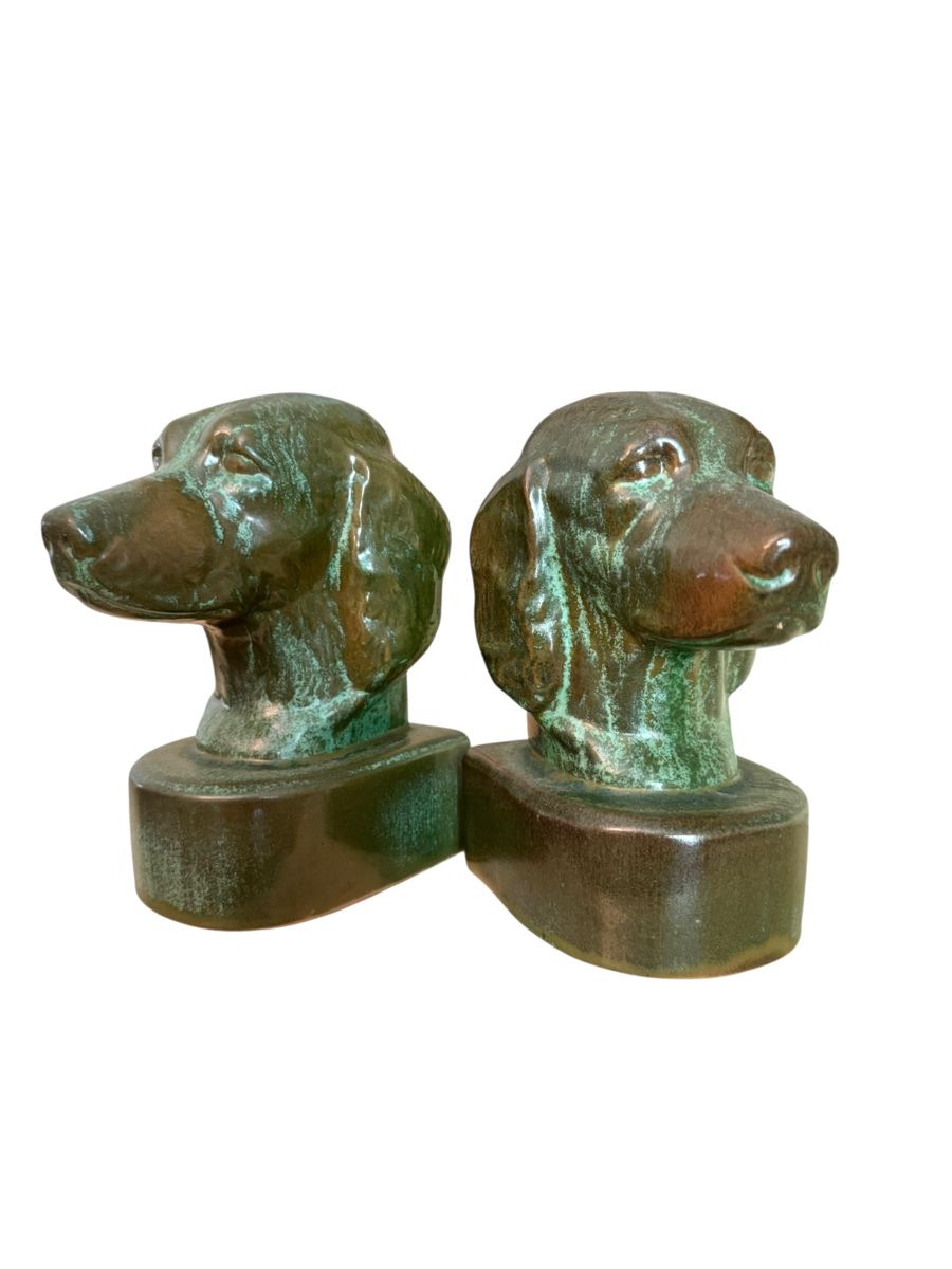 Vintage Frankoma Pottery Dog Bookends