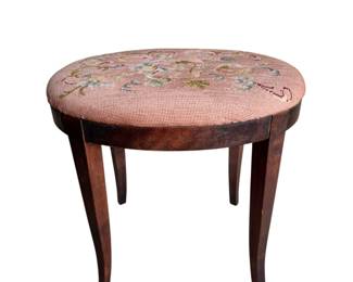 Antique Needlepoint Footstool