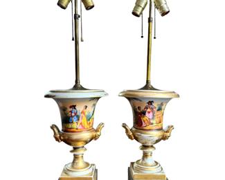 Pair of Paris Porcelain Campagna Form Table Lamps