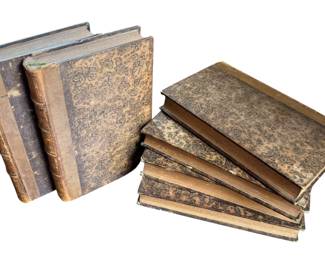 Antique French 1800’s Repertoire De La Litterateur Leather Book Set