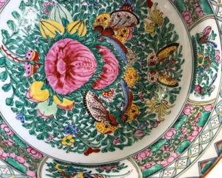 Vintage 10” Rose Medallion Bowl with Stand