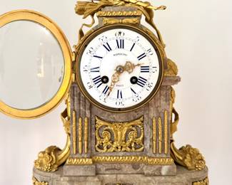 French Raingo Freres Gilt Bronze & Marble Mantle Clock