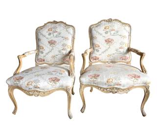 French Style Upholstered Arm Chairs