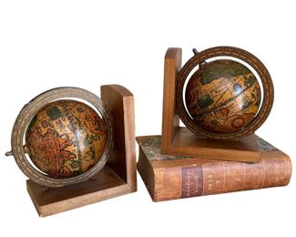 Italian Wood Globe Bookends