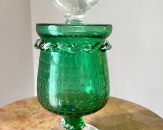 Vintage Rainbow Controlled Bubble Glass Jar with Lid