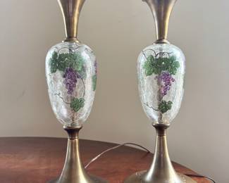 Vintage Crackle Glass & Brass Lamps