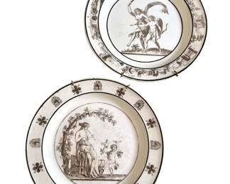 Pair of Antique French Faience Creamware Decorative Plates