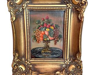 Vintage Still Life Painting in Ornate Frame