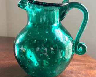Vintage Blenko Controlled Bubble Blown Glass Pitcher