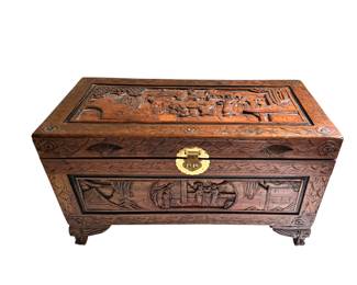 Vintage Carved Chinese Camphor Chest